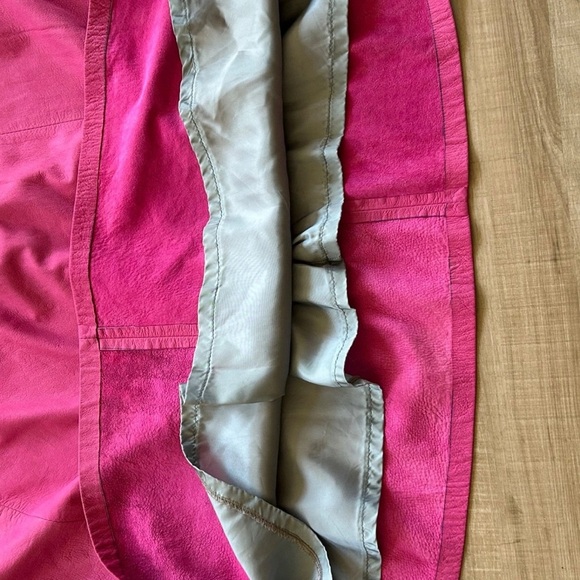 Vintage 80's FRENZI Pink Leather Midi Length Skirt Size Small Sissy CD Trans TS - Picture 10 of 11